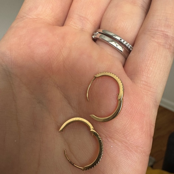 Pave Diamond Small Hoops - Picture 7 of 7